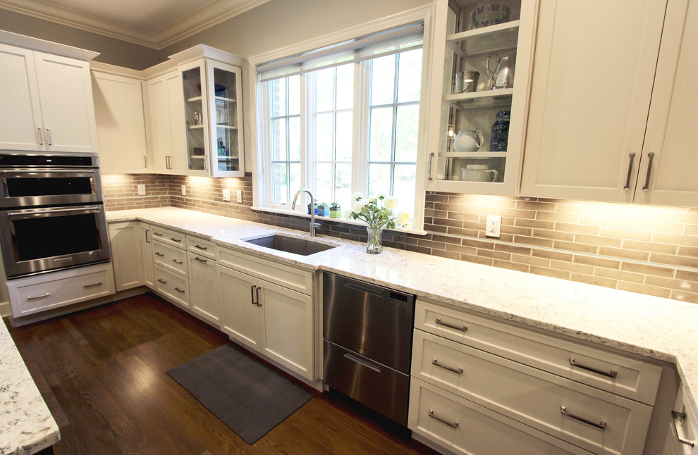Fieldstone White Kitchen with Slate Gray Stain Island - Transitional ...