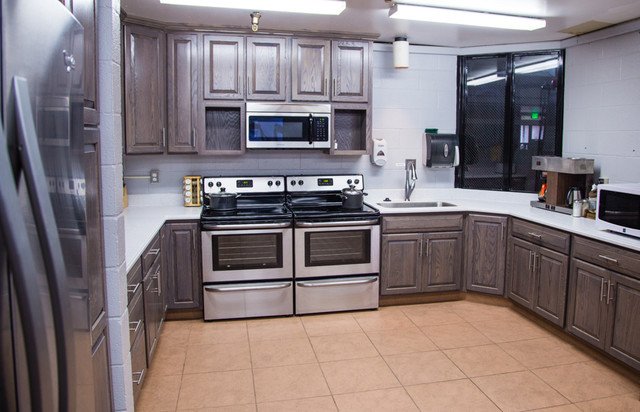 Firehouse Kitchen with Driftwood-Stained Oak - Transitional - Kitchen ...