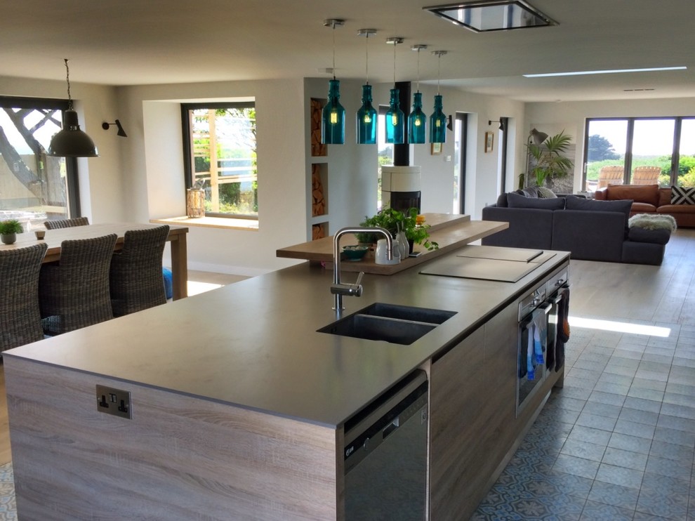 This is an example of a contemporary kitchen in Channel Islands.