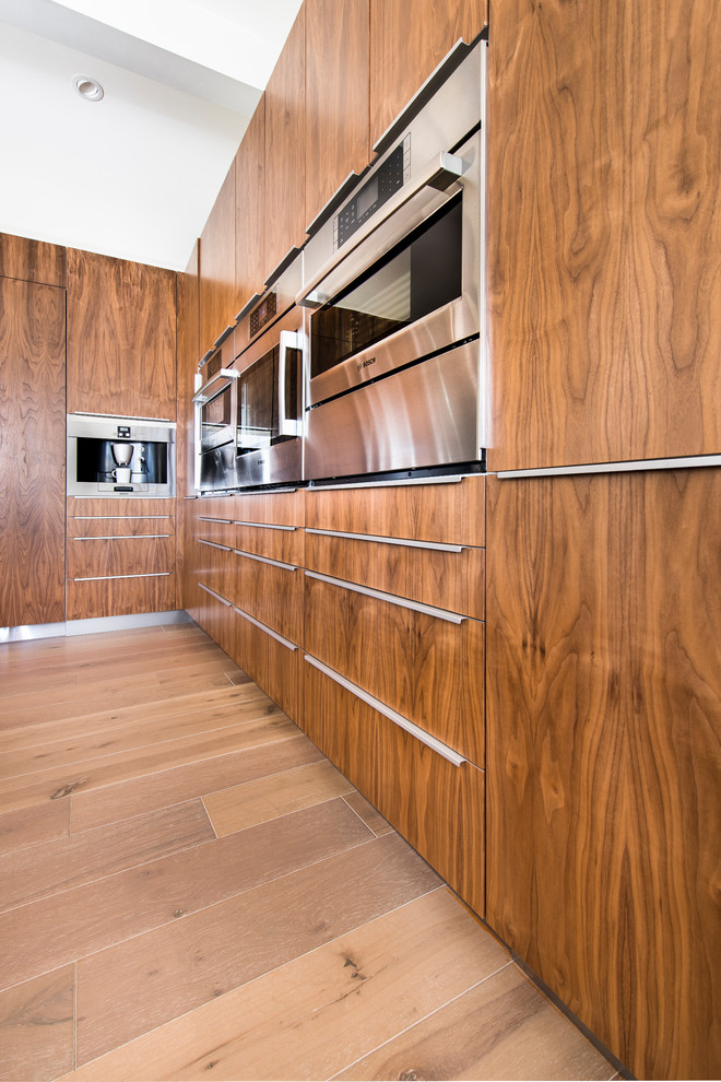 Flat Panel Walnut with Matte Acrylic custom IKEA kitchen Kitchen