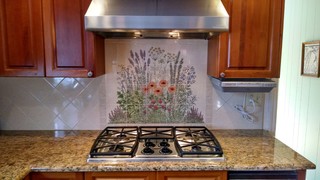 Flowering Herb Garden Decorative Kitchen Backsplash Tile Mural Phoenix By Hand Painted Murals Glass Porcelain Julia Houzz - Herb Kitchen Wall Tiles