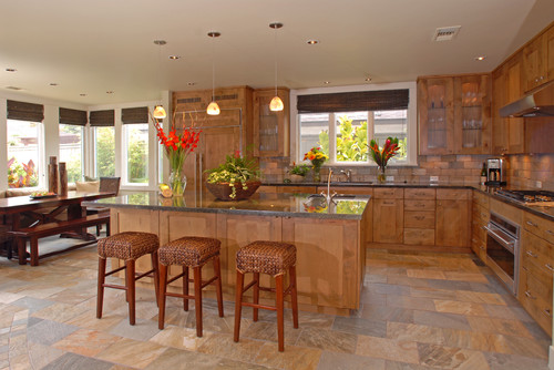 Kitchen with engineered wood cabinets