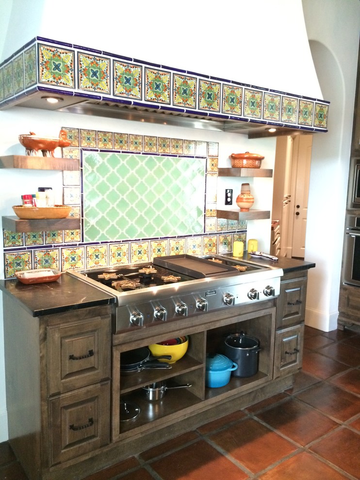 Design ideas for a mediterranean kitchen in Houston.