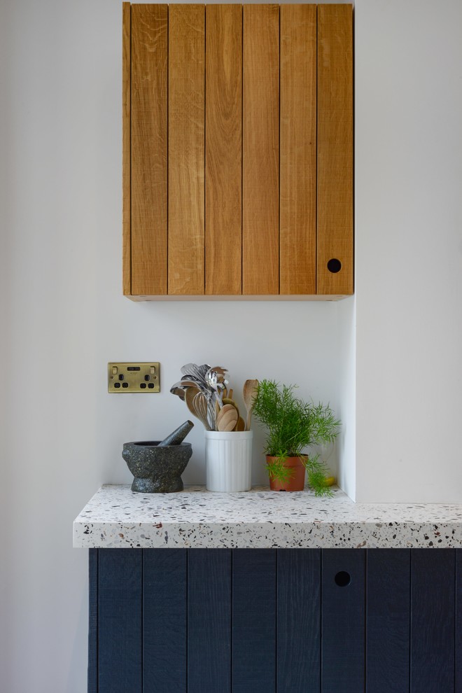 Photo of an urban kitchen in London with terrazzo worktops.