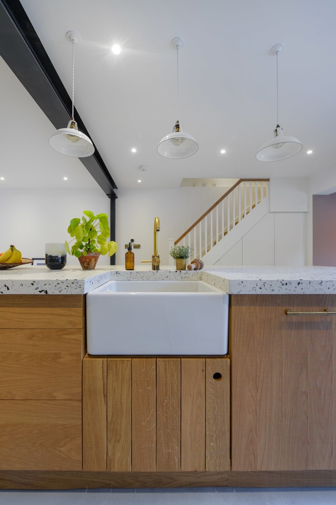 Design ideas for an urban kitchen in London with terrazzo worktops.