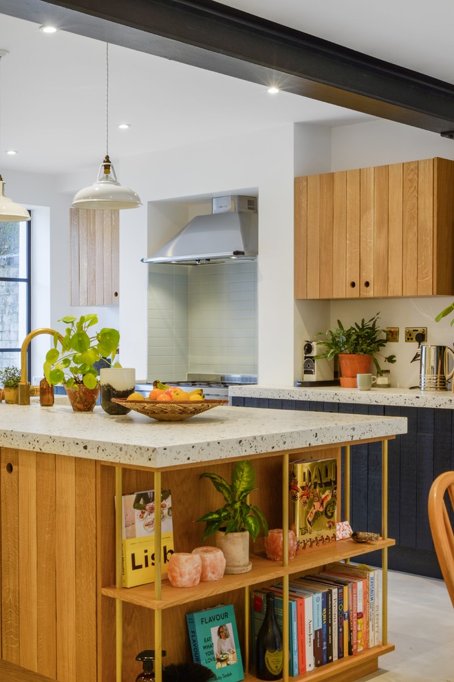 Inspiration for an urban kitchen in London with terrazzo worktops.