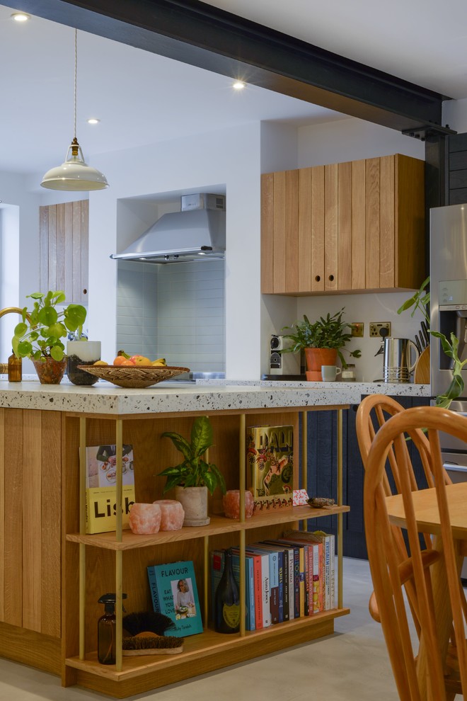 Photo of an urban kitchen in London with terrazzo worktops.