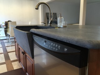 Monte Carlo Soapstone Top with a White Cabinet and Carved Drain Board from  United States 