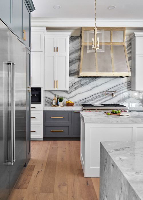 white kitchen cabinets with grey countertops