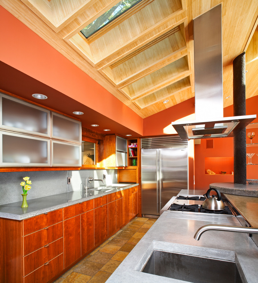 Inspiration for a modern kitchen in Santa Barbara with stainless steel appliances.
