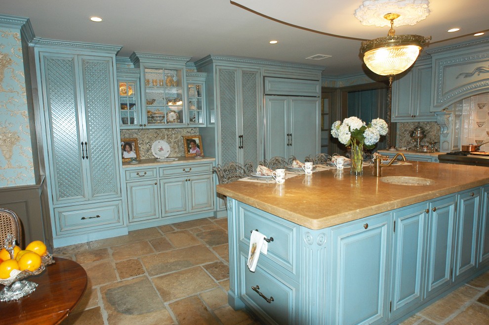 French Blue Kitchen Traditional Kitchen New York by Artisan