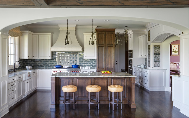 French Country Kitchen With White And Dark Cabinetry American Traditional Chicago By Orren Pickell Building Group Houzz French Country Kitchen With White And, French Country White Kitchen Cabinets