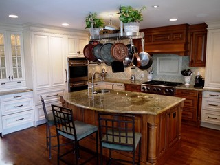 Country Kitchen, with Ceramic Pots and Pans Hanging Above the Stove Stock  Illustration - Illustration of rustic, generative: 280920634