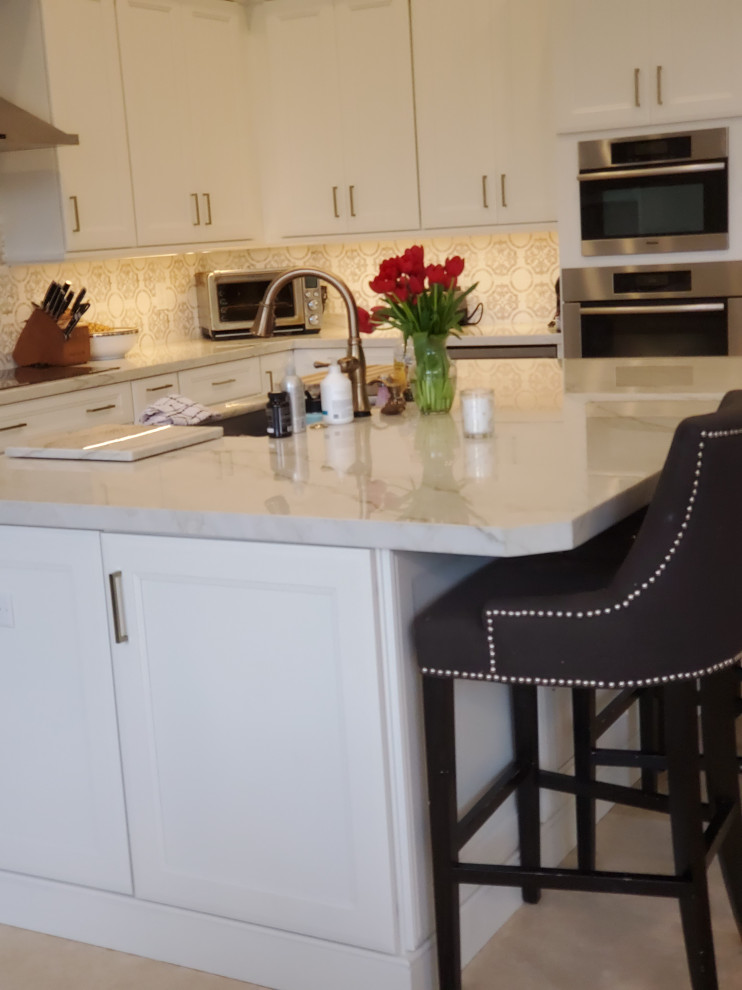 Full Custom Kitchen Remodel featuring White Cabinetry, Quartzite ...