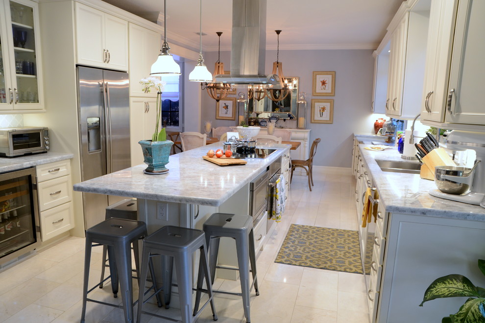 Full Galley-Style Kitchen Remodel Featuring Island and Custom Cabinetry ...