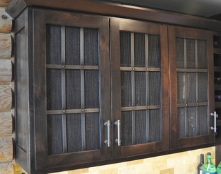 Wood Frame Doors & Wire Mesh Inserts - Traditional - Kitchen