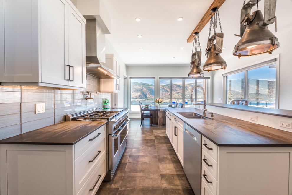 Galley Kitchen, Kelowna, BC Features Large TwoTier Island Contemporary Kitchen Vancouver