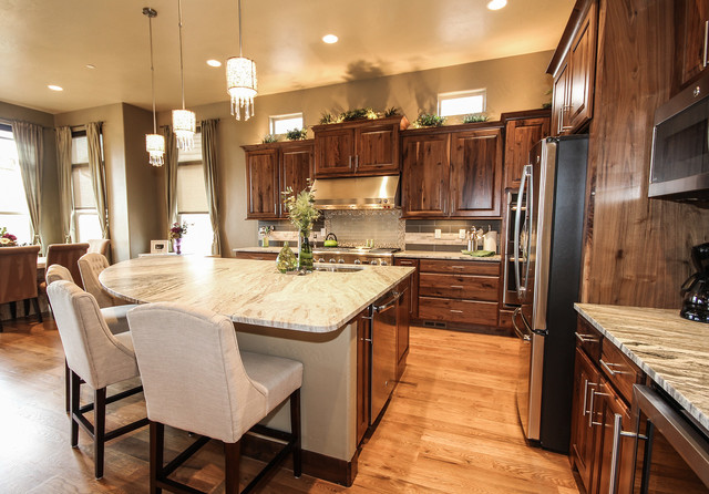 GC Luxury Homes Denver Colorado - Rustic Walnut Cabinetry by Crown ...