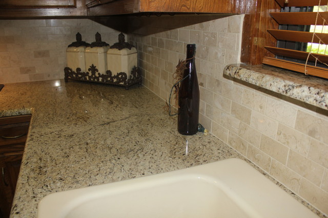 Giallo Ornamental Granite Countertop Crema Marfil Backsplash American Traditional Kitchen Austin By By Design Kitchen And Bath Solutions Houzz