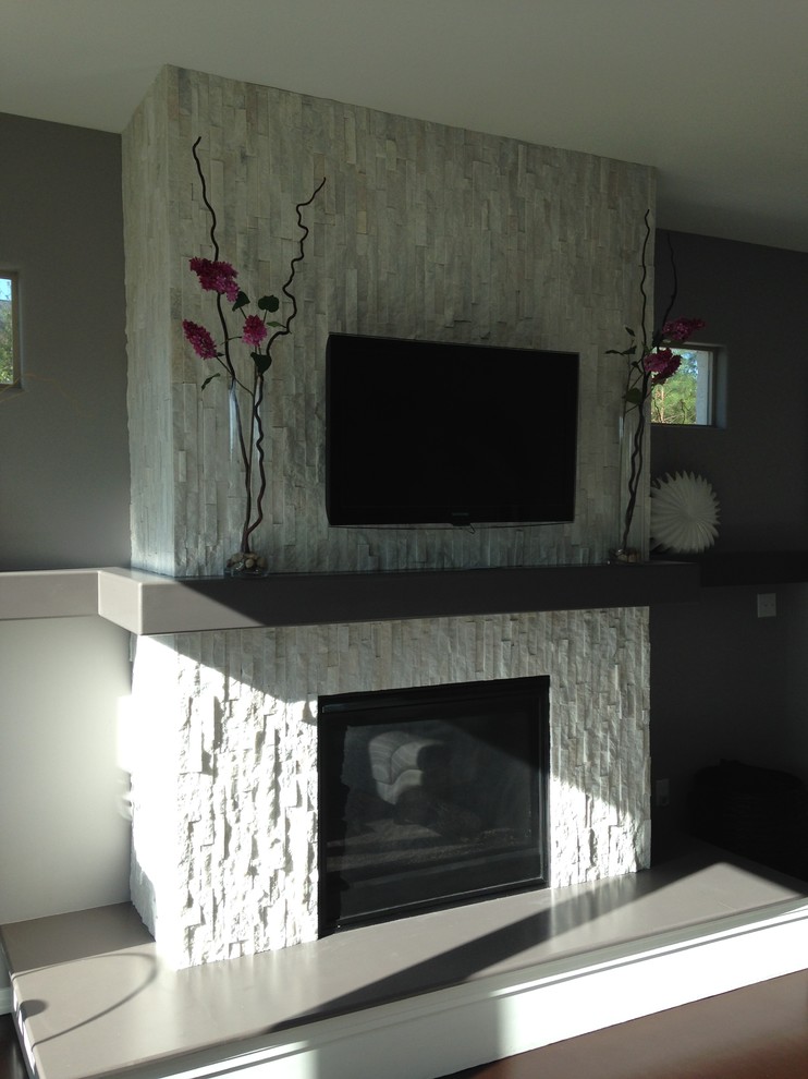 Glacier White Stone Fireplace Surround - Contemporary - Kitchen ...