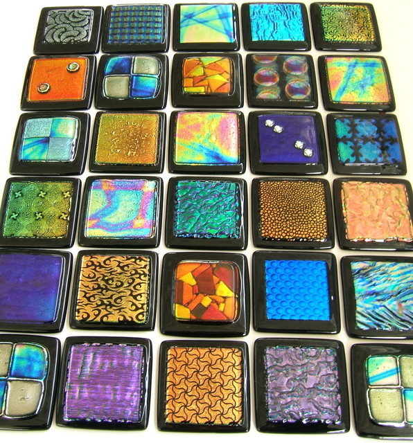Individually Handmade Dichroic Glass, Glass Accent Tile