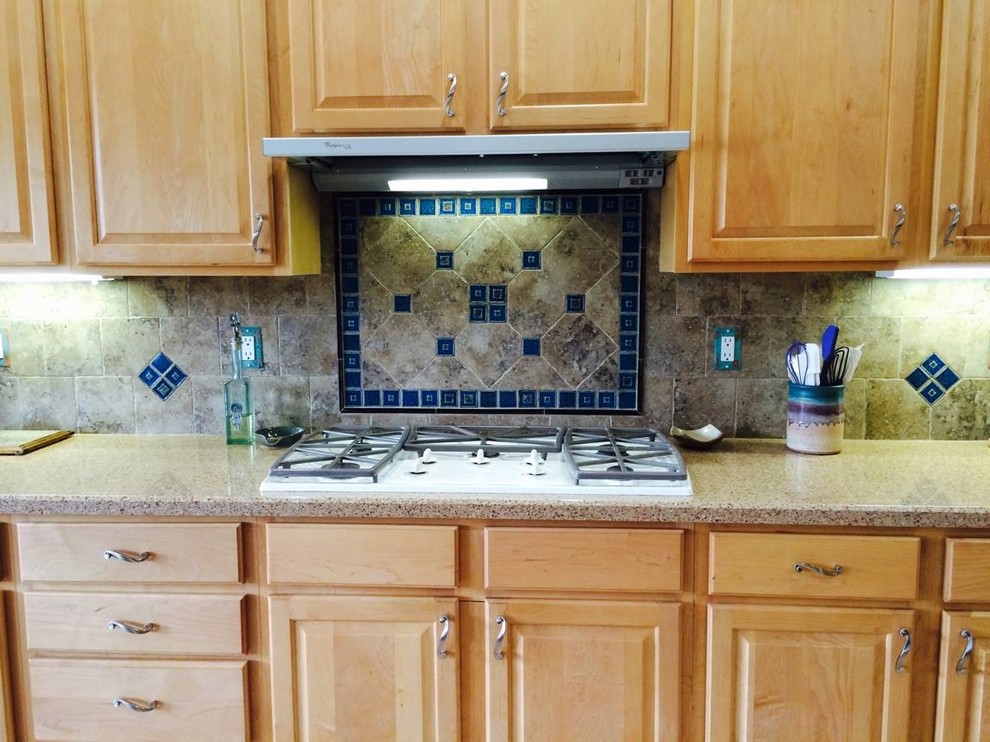 Glass Backsplash Traditional Kitchen Phoenix by Red Earth Tile