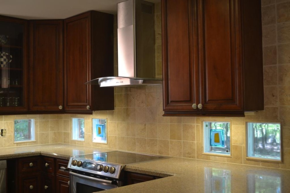 glass block backsplashes kitchens