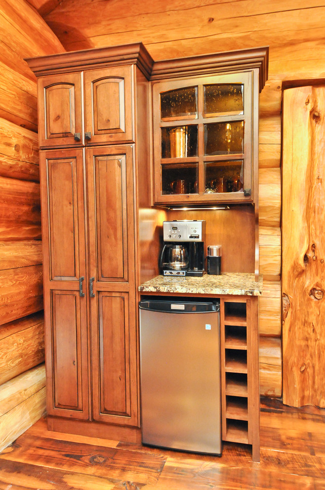 Example of a small mountain style kitchen design in Denver