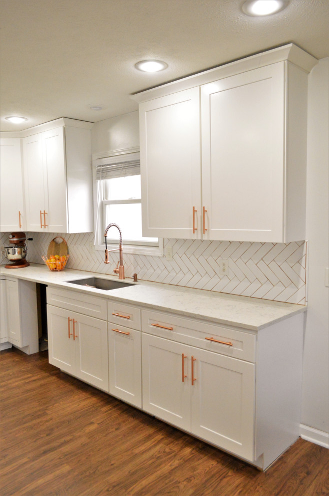 Goshen, IN. BaileyTown USA Select. White Kitchen with Rose Gold Accents