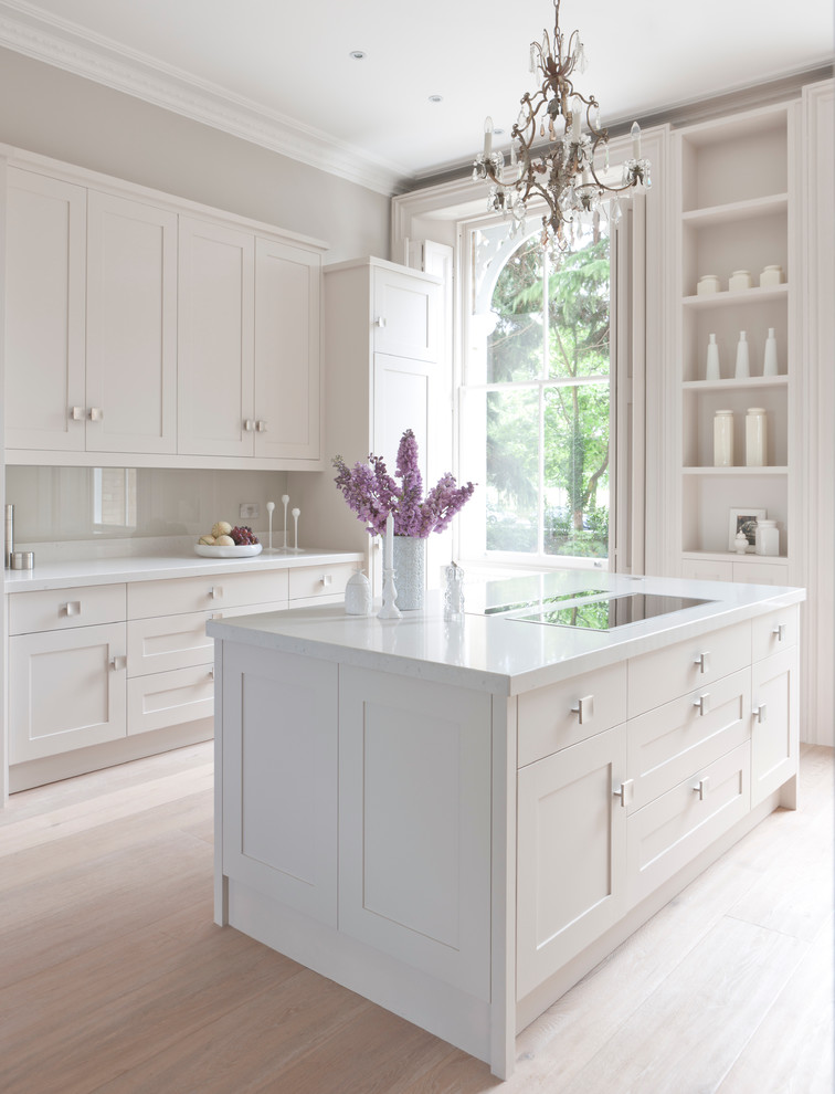 This is an example of a classic grey and cream kitchen in London.