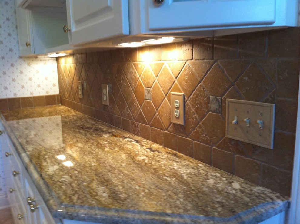 Granite Countertops and Tile Backsplash Ideas Eclectic Kitchen