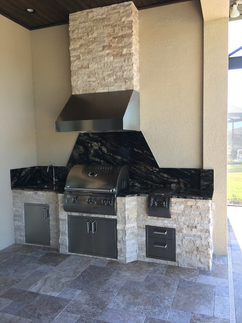 Granite, Stone, & Stainless Steel Outdoor Kitchen - Traditional - Patio ...