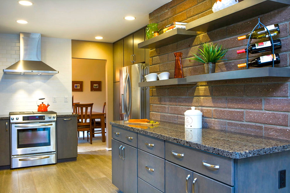 Gray Floating Shelf Kitchen Contemporary Kitchen San Diego by