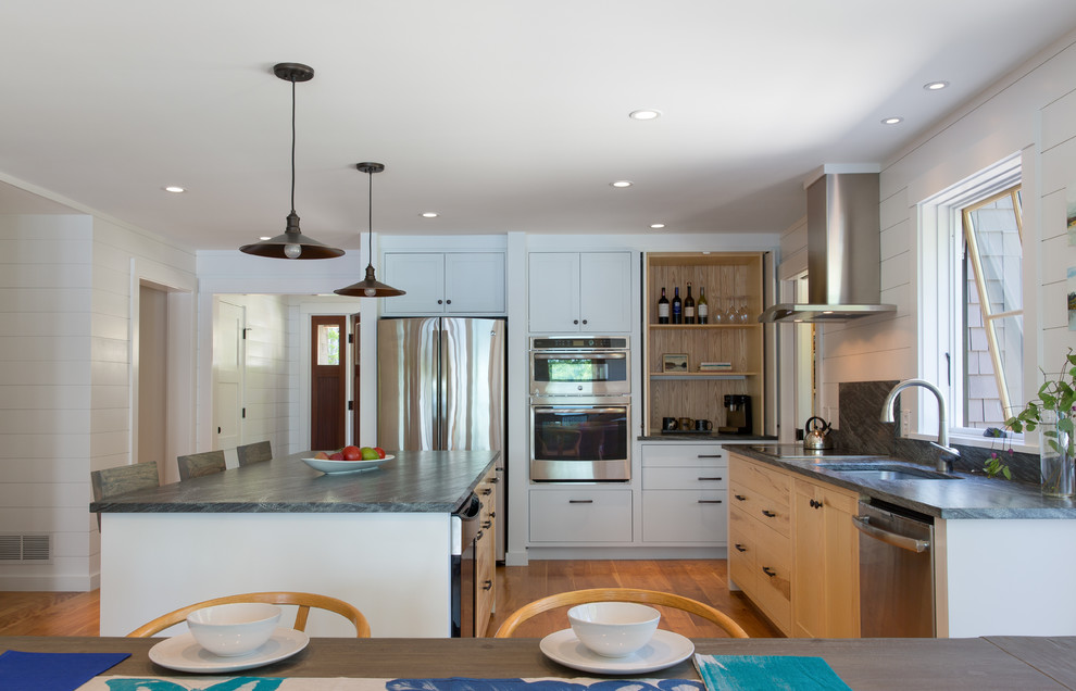 Great East Lake Camp Transitional Kitchen Portland Maine by