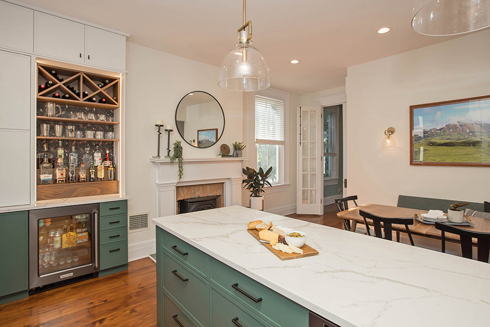 Green & White Transitional Kitchen in Downtown Cincinnati ...