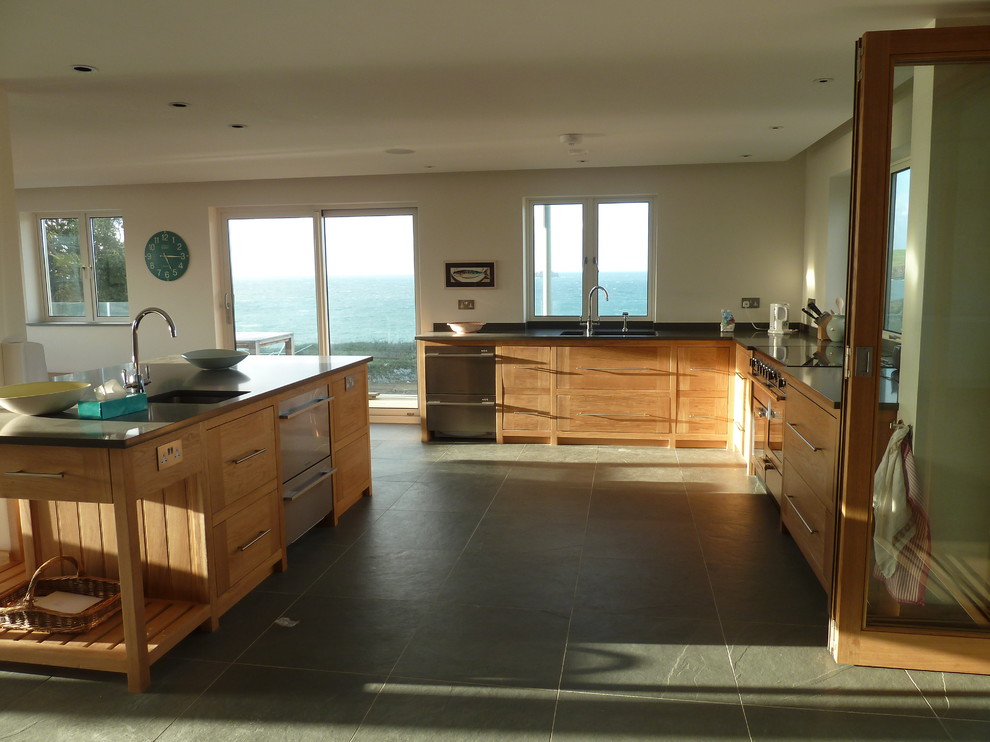 Kitchen - coastal kitchen idea in Cornwall