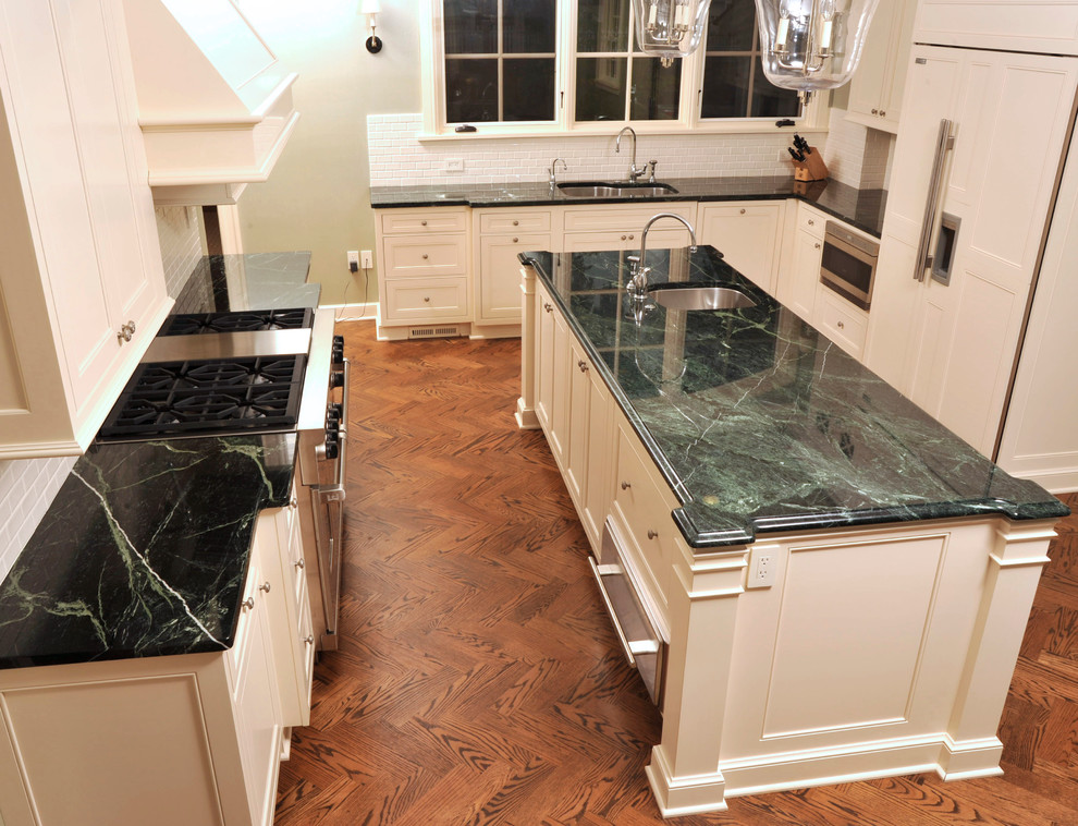 Greenwich Kitchen Green Serpentine Polished Countertops Traditional
