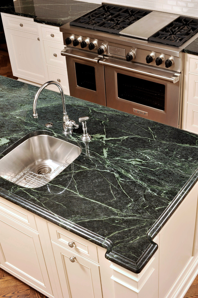 Greenwich Kitchen Green Serpentine Polished Countertops Traditional