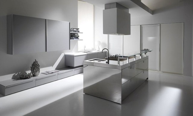 Grey And White Glass With Stainless Steel Kitchen Modern Kitchen Phoenix By Kitchini Houzz