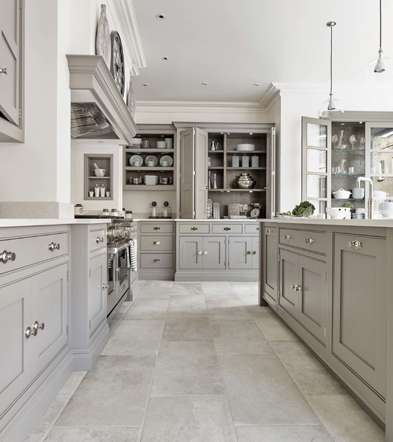 Simple Kitchen Cabinets Gray Paint for Large Space