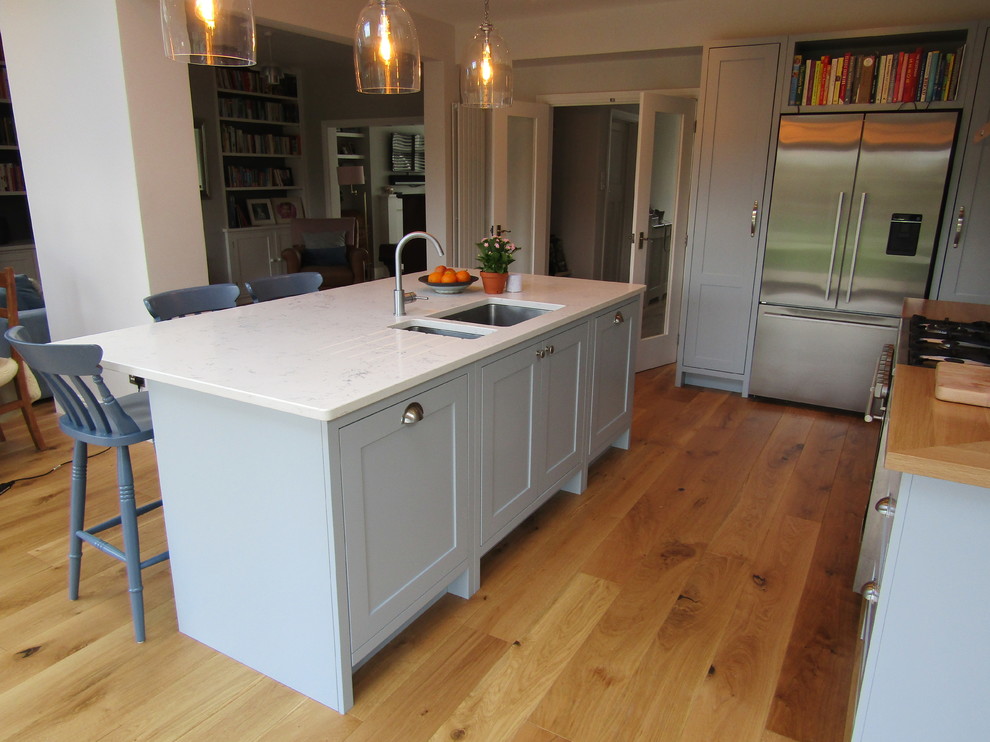 Grey Shaker Style Kitchen With Oak Worktop Modern Kitchen Other By Hillside Joinery Ltd Houzz Ie