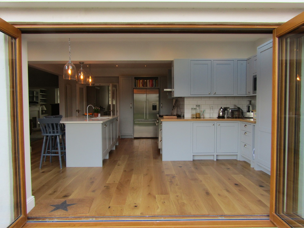 Grey Shaker Style Kitchen With Oak Worktop Modern Kitchen Other By Hillside Joinery Ltd Houzz Uk