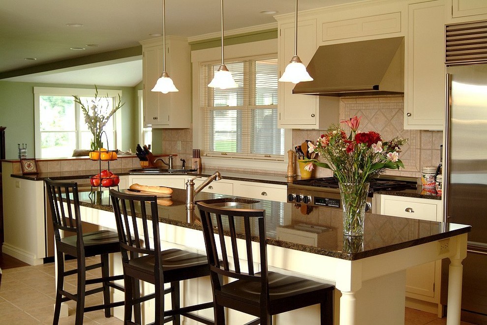 Groton Farmhouse Kitchen Traditional Kitchen Boston by Denyne Designs Houzz
