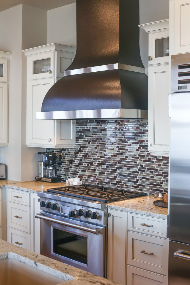 Hammered Copper Range Hood with Stainless Steel accent Transitional
