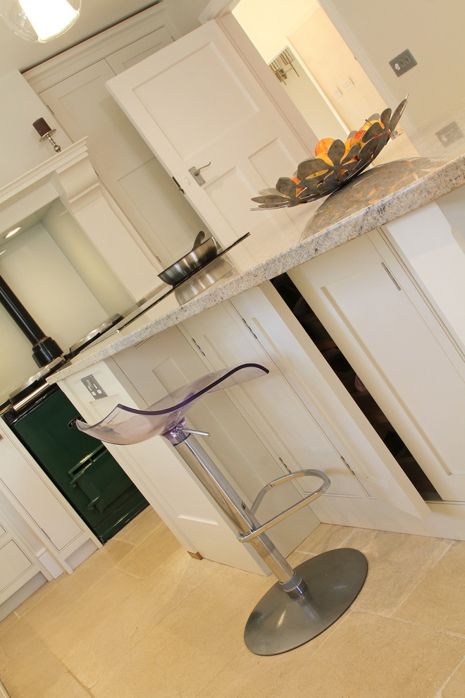 Handmade Painted Shaker Kitchen with Cock Beading in Slaked Lime