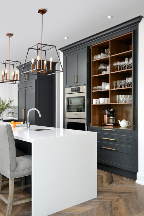 Discover Dark Gray Shaker Cabinets in These Kitchen Coffee Bar Inspirations