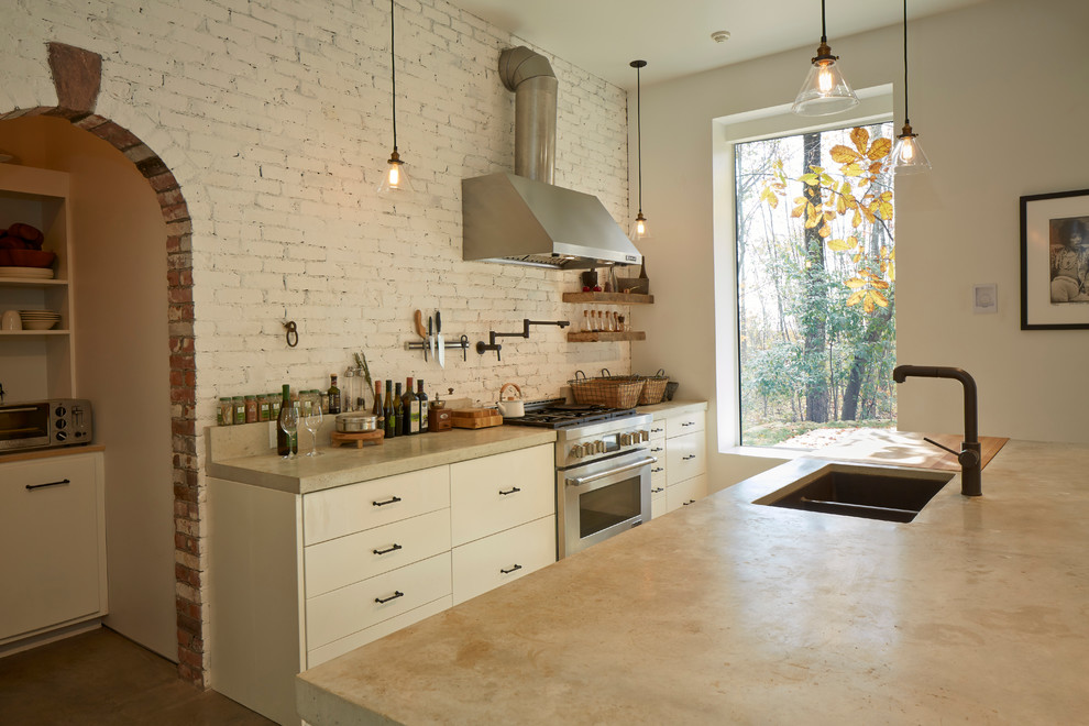 This is an example of a farmhouse kitchen in New York.