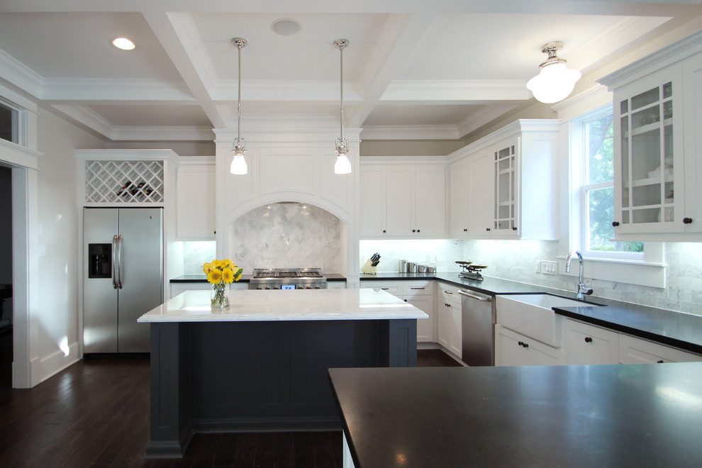 Example of an arts and crafts kitchen design in Houston