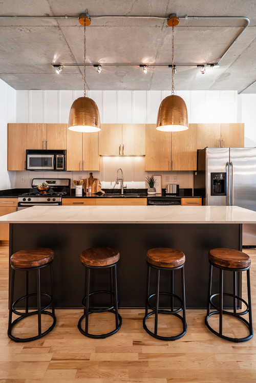 Contemporary kitchen with RTA cabinets and solid wood finishes showcasing durability and modern design in Canadian homes