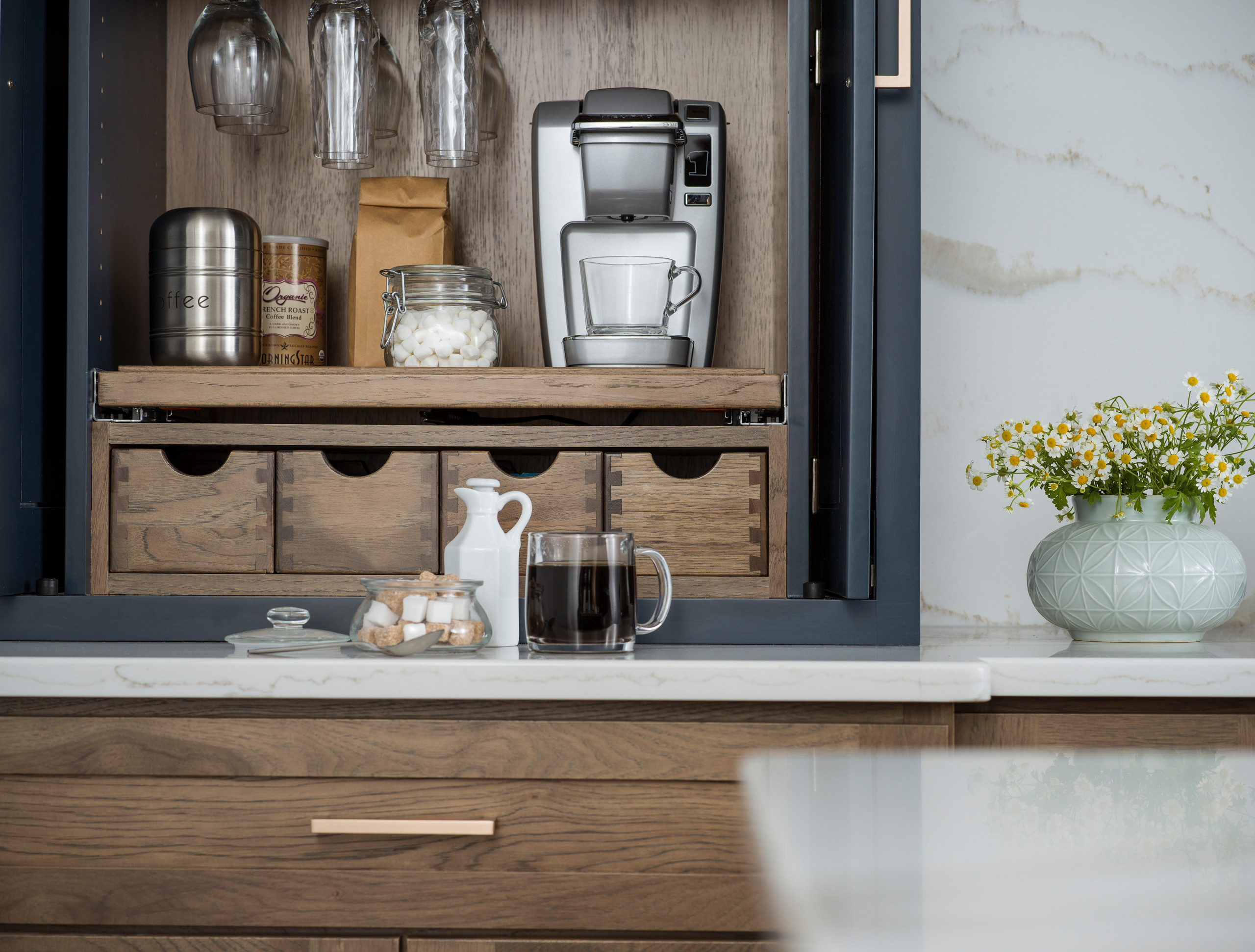 Beverage Station with Mini Glass Fridge - Cottage - Kitchen